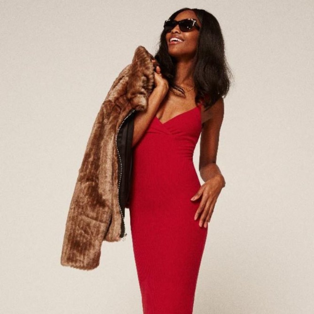 Reformation Vera Dress in Cherry